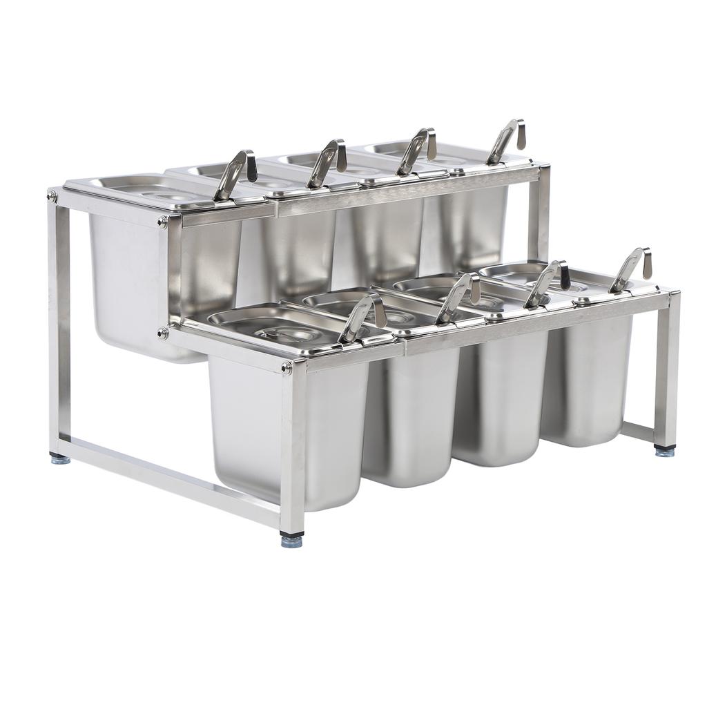 Telescopic Condiment Dispenser Dual Layers Stainless Steel Jam Pot Rack for Milk T Shop Household