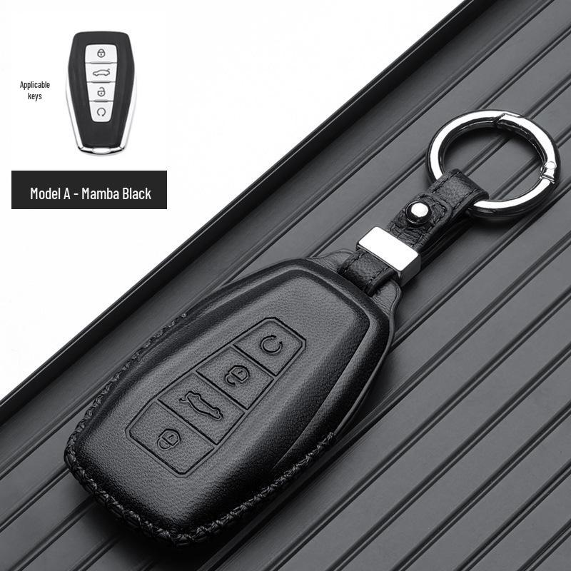 Genuine Leather Key Case for Geely Boyue, Xingyue L, Binyue ICON, Xingrui, Panda Mini - Premium Metal Shell