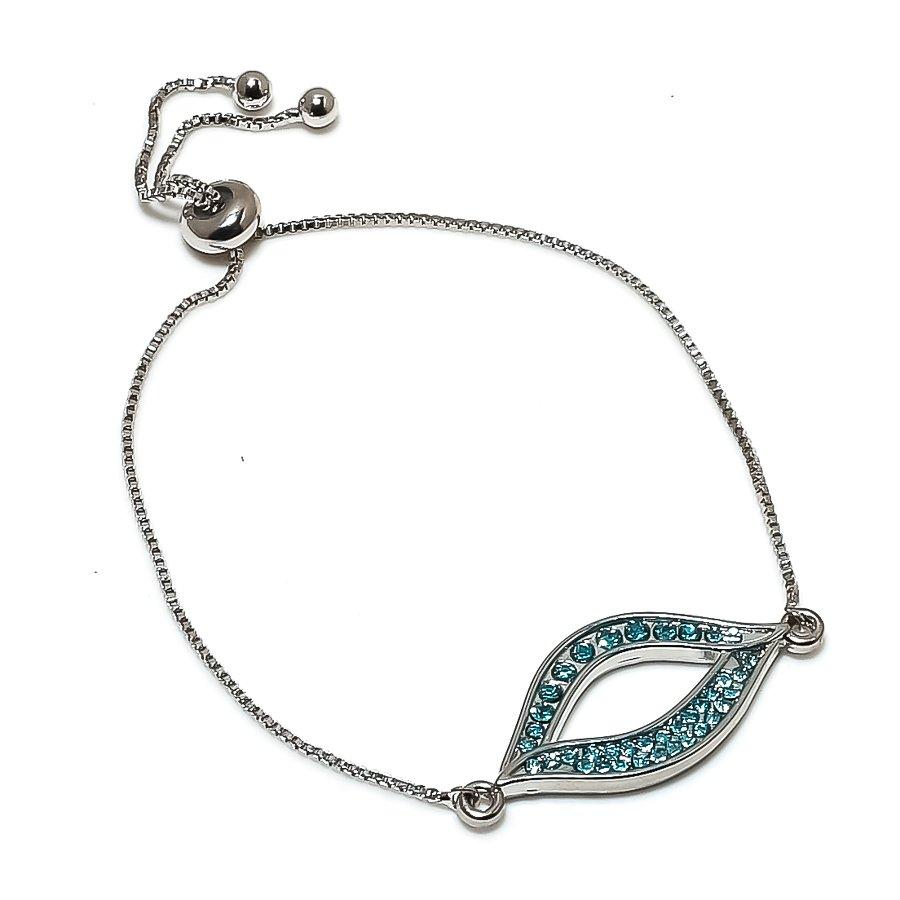 

Natural Swiss Blue Topaz Gemstone 925 Sterling Silver Bracelet 7-8 W6J11