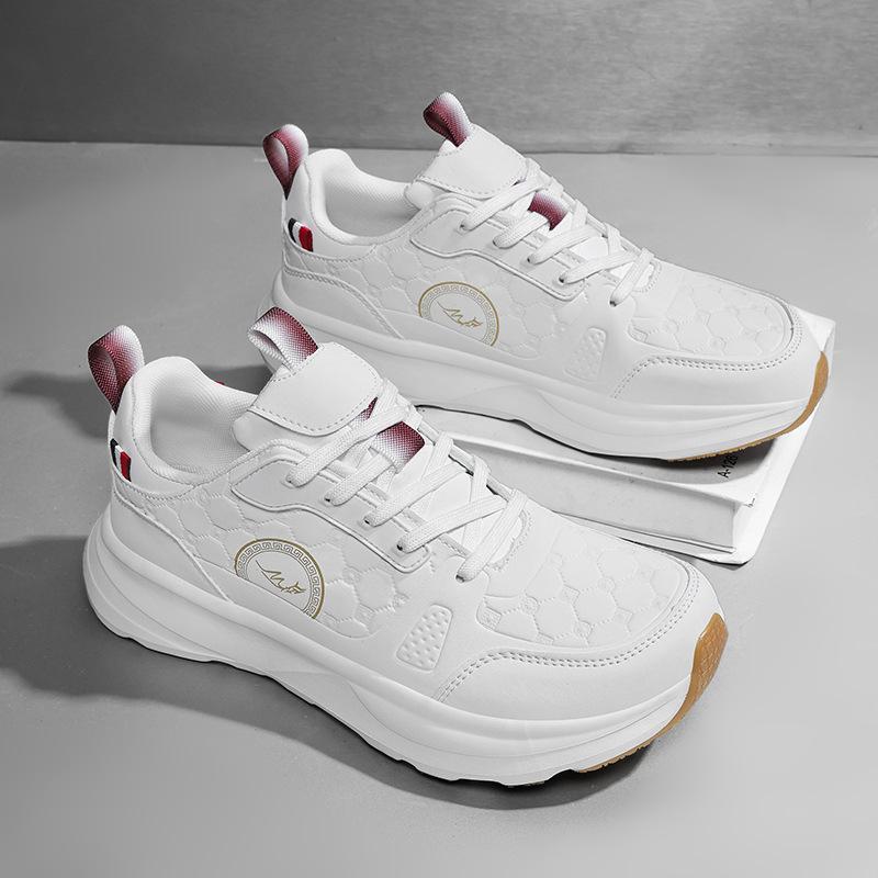 Simple commuter casual shoes wide head leather surface large size platform sneakers