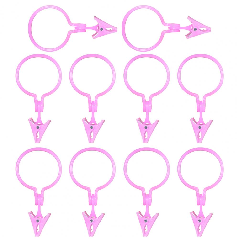 

10 шт. крючков для штор, зажим для подвешивания занавесок для душа, экраны для душа, аксессуары для окон для ванной комнаты розовый
