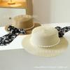 Summer printing streamer straw hat sun hat versatile bow fashionable new women's eaves sunscreen