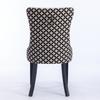 Dining Chairs Set of 2, Hand-Tufted Velvet, Back with Gold Thread Geometric Pattern, Nailhead Trim & Metal Pull Ring, Solid Wood Legs, DE2201BG