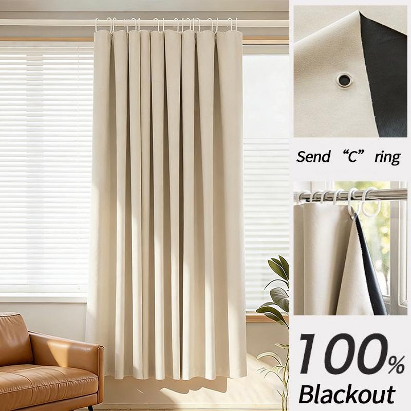 

Solid Blackout Curtain with Grommets Kitchen Short Curtain Panels Bedroom Blackout Draperies UV Proof Privacy Protection Curtain S 70x100cm&Hook&1 panel