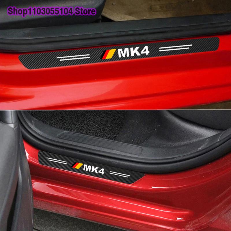 4pcs Carbon Fiber Car Door Sill Sticker For Volkswagen VW GOLF 4 5 6 7 MK7 MK4 MK5 MK6 MK1 MK2 MK3 MK8