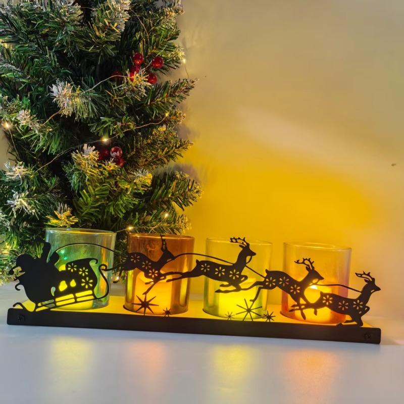 Valentine's Day Holiday Christmas Tealight Votive Candle Holder Include 1 Candle Tray &4 Candle Holders Table Decorations Indoor