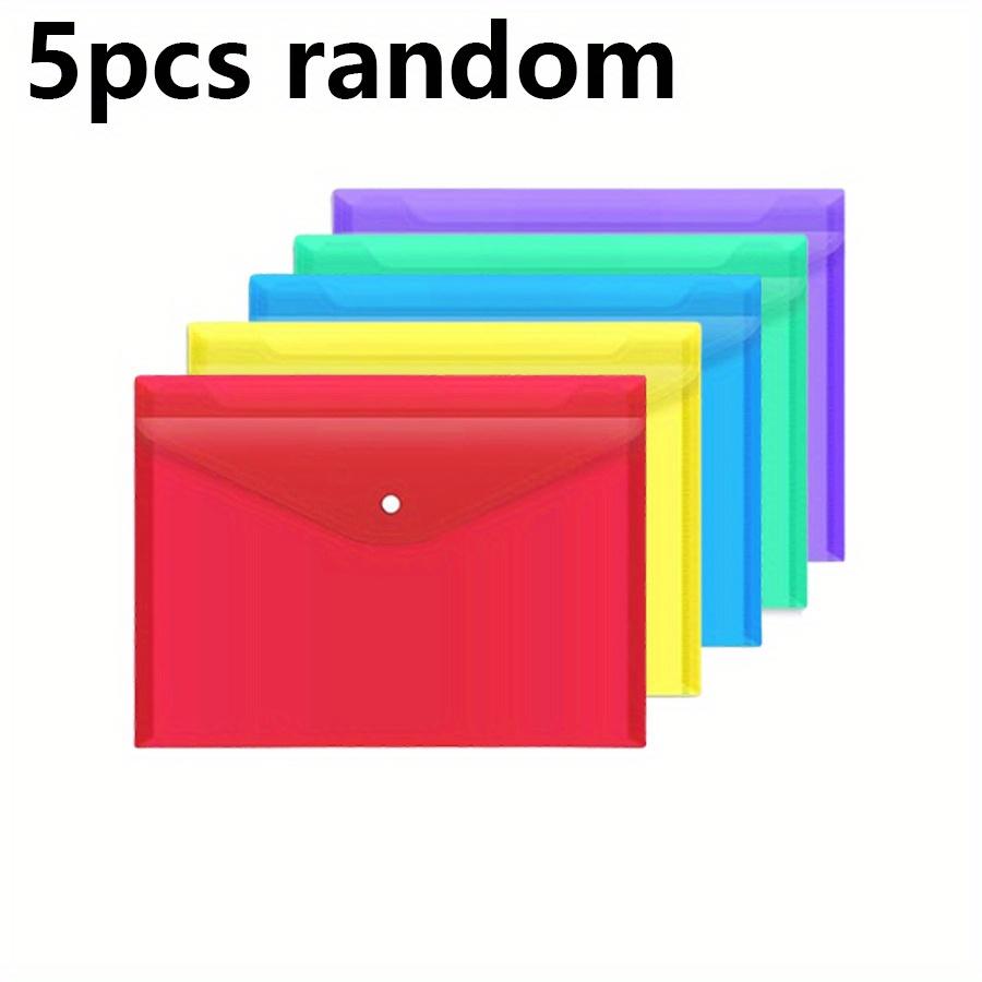 

5/10pcs Plastic Envelopes A4 Size Folders for Documents Folders with Snap Closure Letter Size for School and Office Supplies JXB