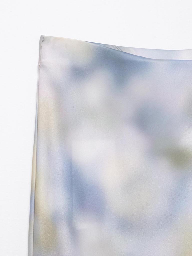 TAOP&ZA Women's Tie-Dye Silk Satin Long Sleeve Shirt and Midi Skirt Set - Spring/Summer Fashion