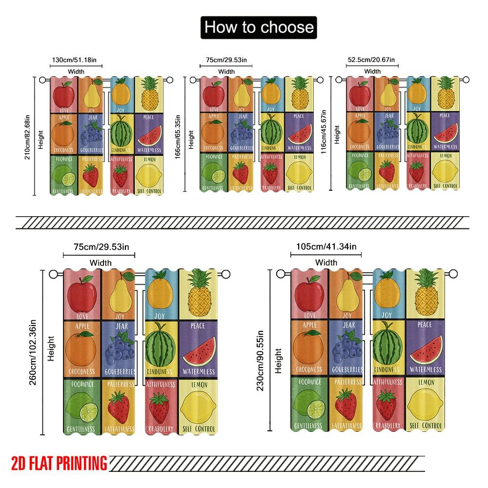 2pcs 2D flat printing Window Treatment Curtains The Fruit of the Spirit Polyester Without Electricity 0 Perfect for Decorations