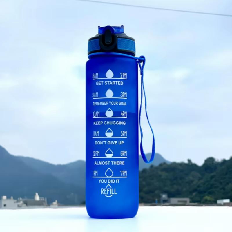 1000ML Large Capacity Sports Water Bottle with Time-Tracking Straw Leak Proof Locking Flip Cover for Outdoor Fitness