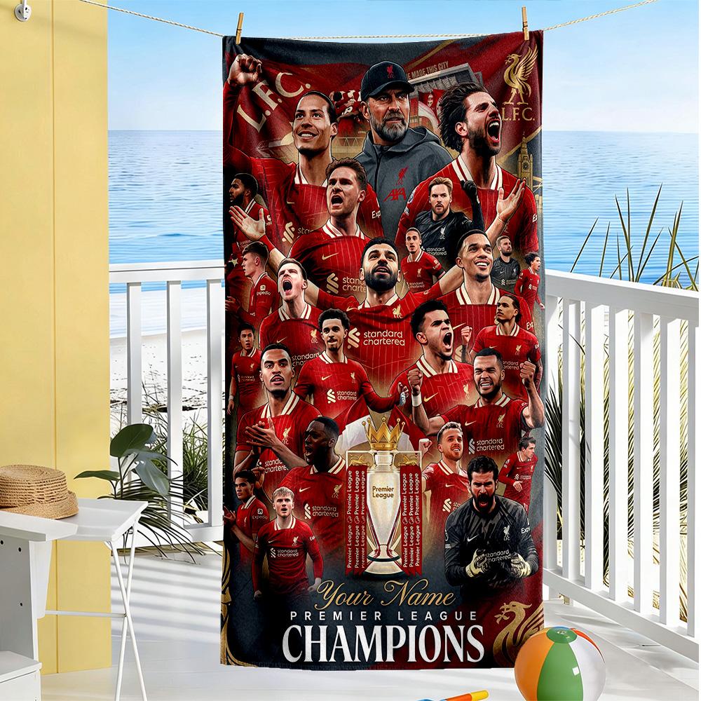 Liverpool Team Customize Text Beach Towel Super Soft Absorbent