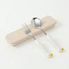 Heart-fluttering Duck Portable Spoon and Fork Set (Yellow)