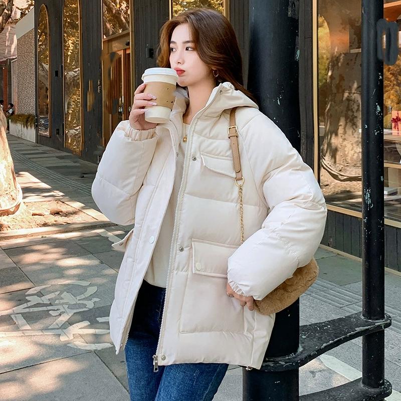 Down Cotton-padded Jacket Women's Winter Hooded Short Bread Jacket Thick Loose Jacket Cotton-padded Jacket Women