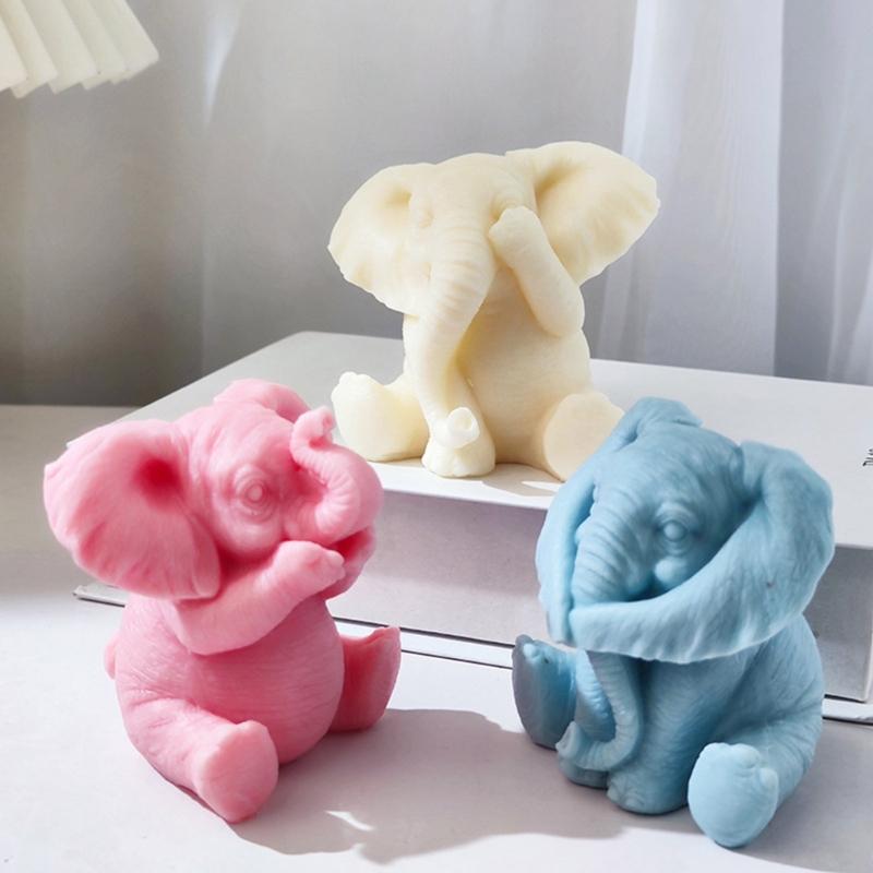 Silicone 3D Elephants Candle Molds Soap Resin Mould DIY Animal Aromatherapy Candle Mold Hand Craft for Home Party-Decor