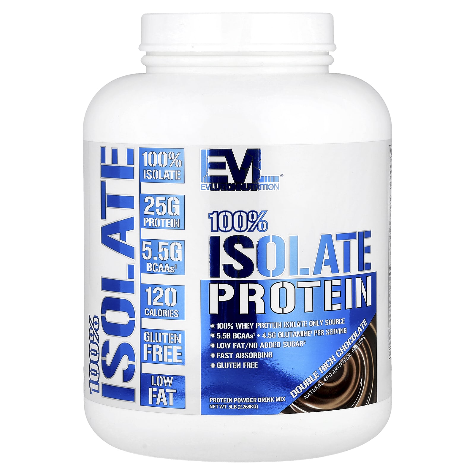 

100% Protein Isolate, Double Rich Chocolate Flavor, 2.268Kg(5Lb)
