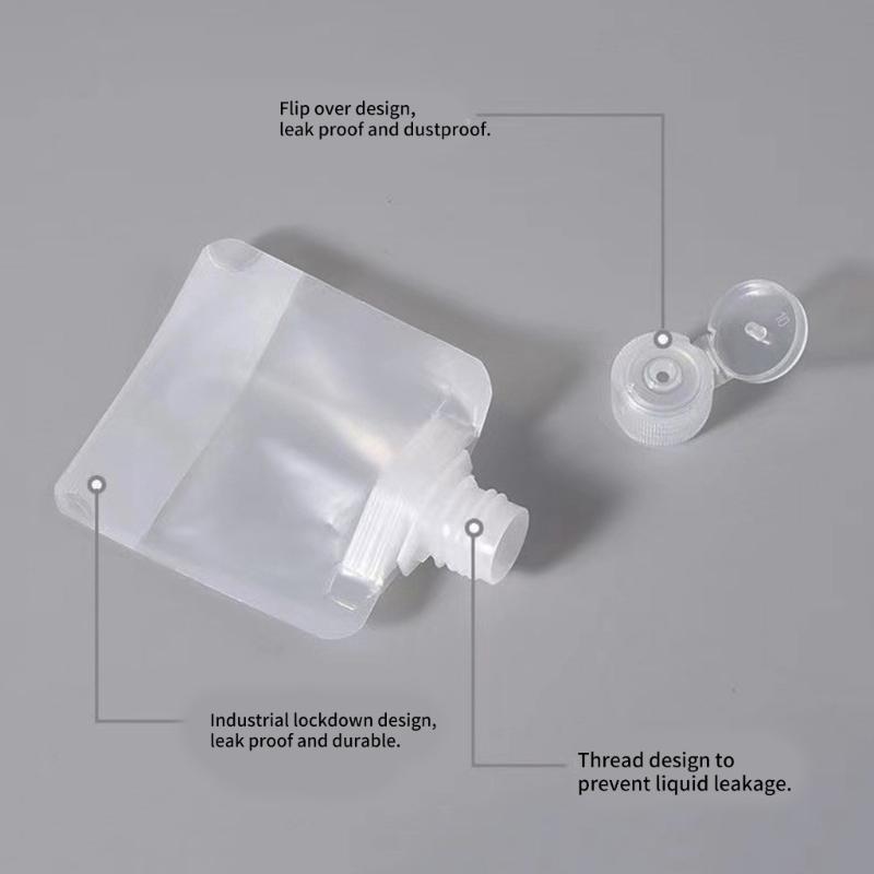 Transparent Stand Up Spout Pouch for Travel 30ml/50ml/100ml Leakproof Refillable Bag