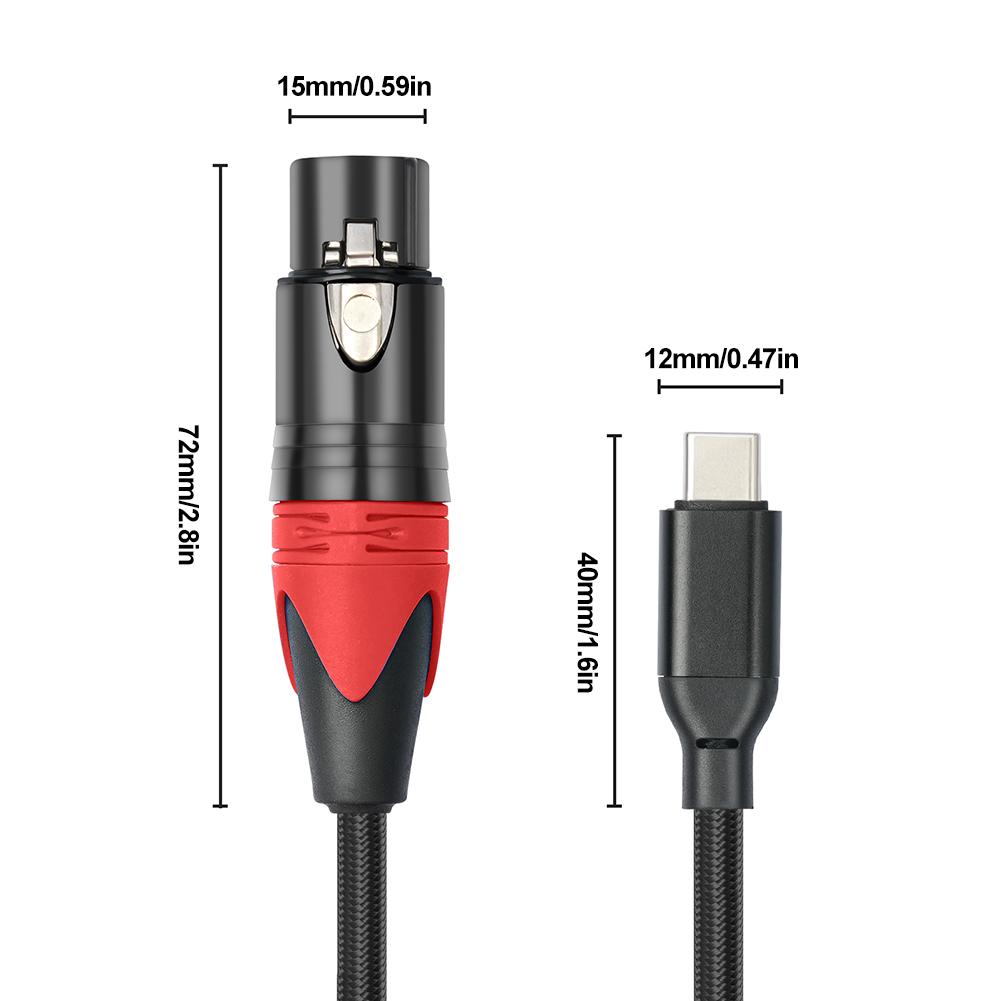 USB C to XLR Female Microphone Cable Type C Male to XLR Female Mic Studio Audio Cord USB C to XLR Microphone Audio Cable