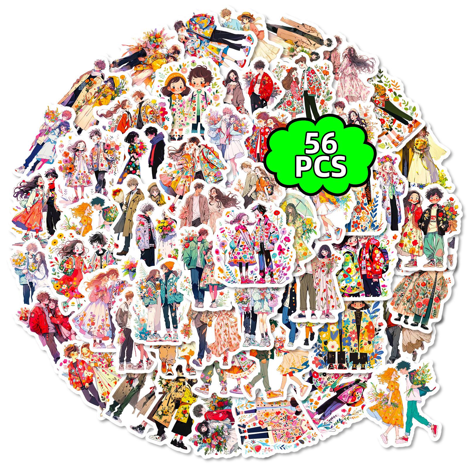 

56 Cartoon Couple Sweet Art Graffiti Stickers Cute Double Phone Case Notebook Stickers