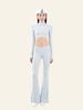 Deoineoseu High-Neck Crop Top (Silver Blue)