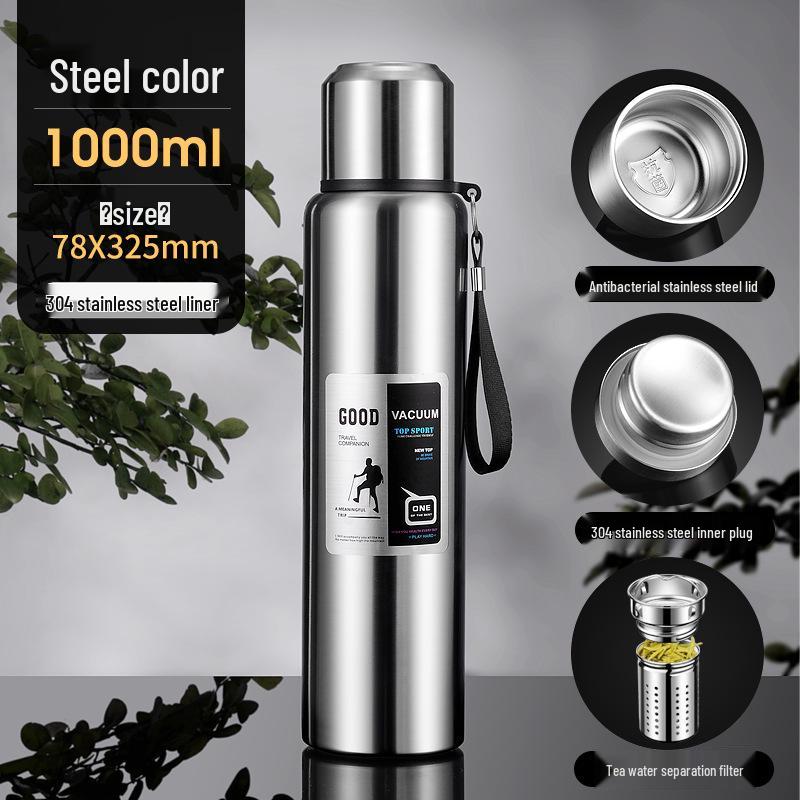 Large Capacity Stainless Steel Insulated Travel Kettle with Tea and Water Separation