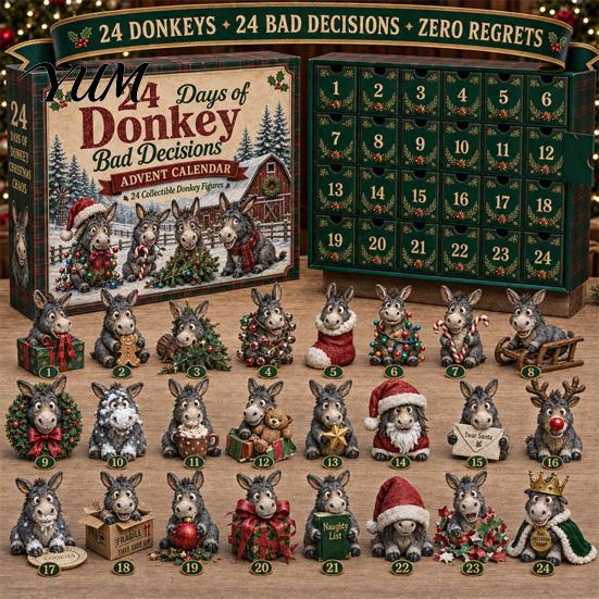 Interaktives Feiertagsspiel Shih Tzu Adventskalender, 24-Tage Countdown Spielzeug-Set mit Mini-Hundefamilie zu Weihnachtsfiguren, Baumhänge-Dekoration, Geschenk