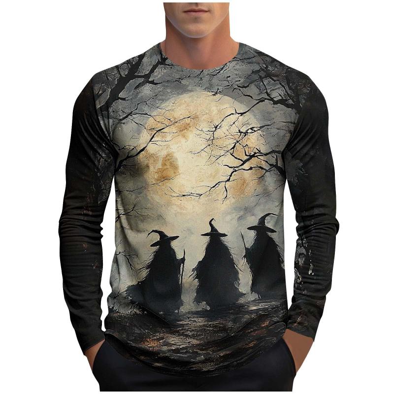2025 Fall New Casual Fashion Men's Crew Neck Top Wizard and Pumpkin 3D Print Stylish Cool T-Shirt Y2K Clothing