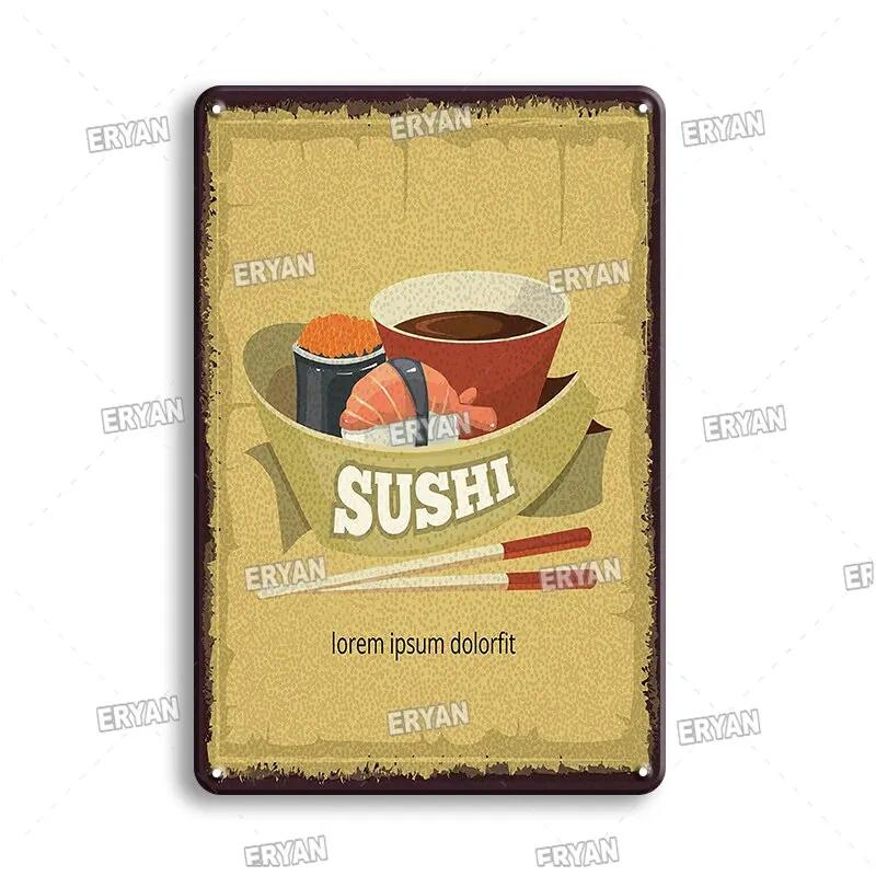 Vintage Coffee Metal Tin Sign  Retro Kitchen Art Wall Decor  Delicate Cooking Plate  Fast Food Plaque  Metal Poster for Home