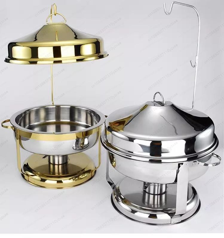 9LElectric Buffet Warmer, Stainless Steel Food Warmer with Hanging Lid for Hotel Restaurant