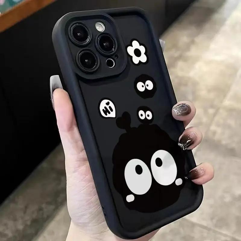 Cartoon Big Eyes Phone Case For iPhone 15 14 11 12 13 Pro Max X XR XS Max 7 8 14 15 Plus SE2020 Luxury Matte Soft Silicone Cover