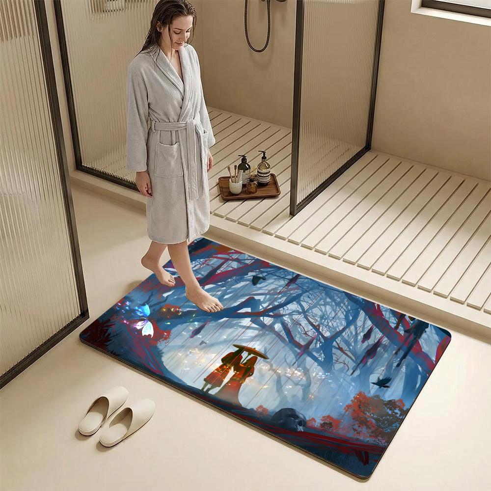 H-Heaven Official's B-Blessing Floor Mat Diatomite Bath Mat – Highly Absorbent, Non-Slip, Quick-Drying Bathroom Rug