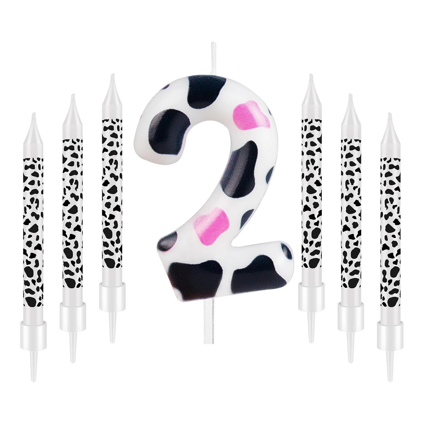 

7 шт. Свеча с номером на день рождения, Розовые свечи на день рождения с коровкой, Украшения на день рождения «Коровка мне один», Декор для девичника в стиле ковбойки