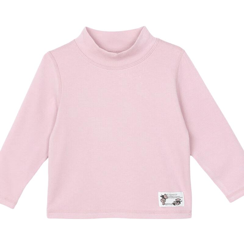 LUSON Kids' Fleece-Lined Half-High Collar T-Shirt
