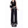 American Retro Gradient High-Waist Wide-Leg Jeans for Women - Plus Size, Floor-Length, Loose Fit, Autumn/Winter/Spring.