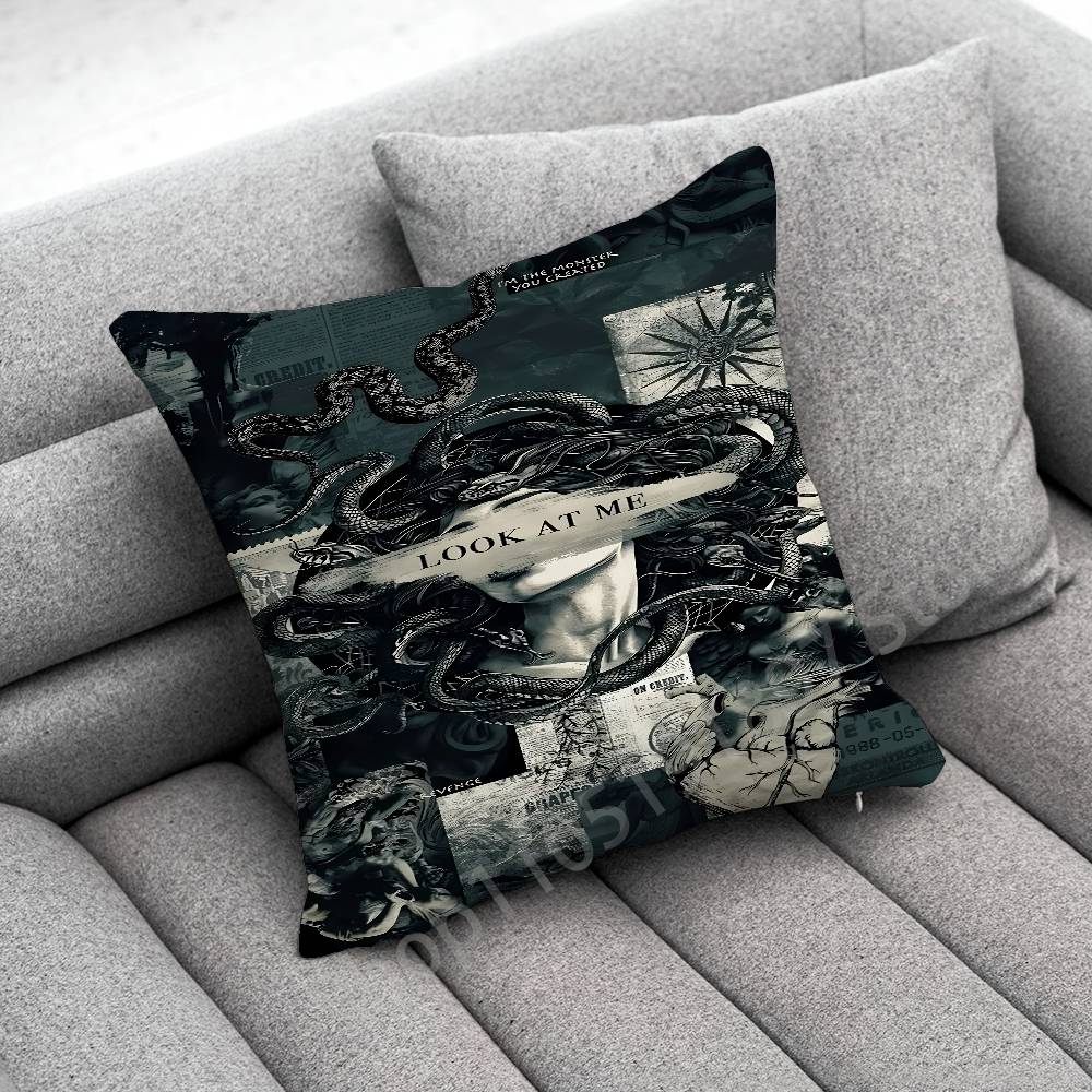 Medusa Greek Mythology Look At Me Throw Pillow Case For 50x50cm 30x30cm 55x55cm 45x45cm 40x40cm Square Bed Pillowcase Cover