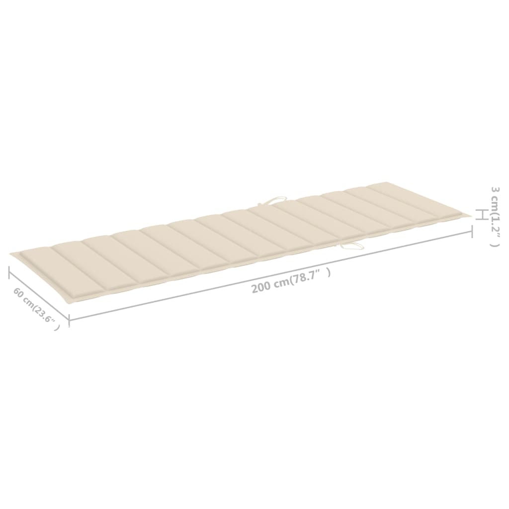 Sun Lounger with Cushion Solid Acacia Wood