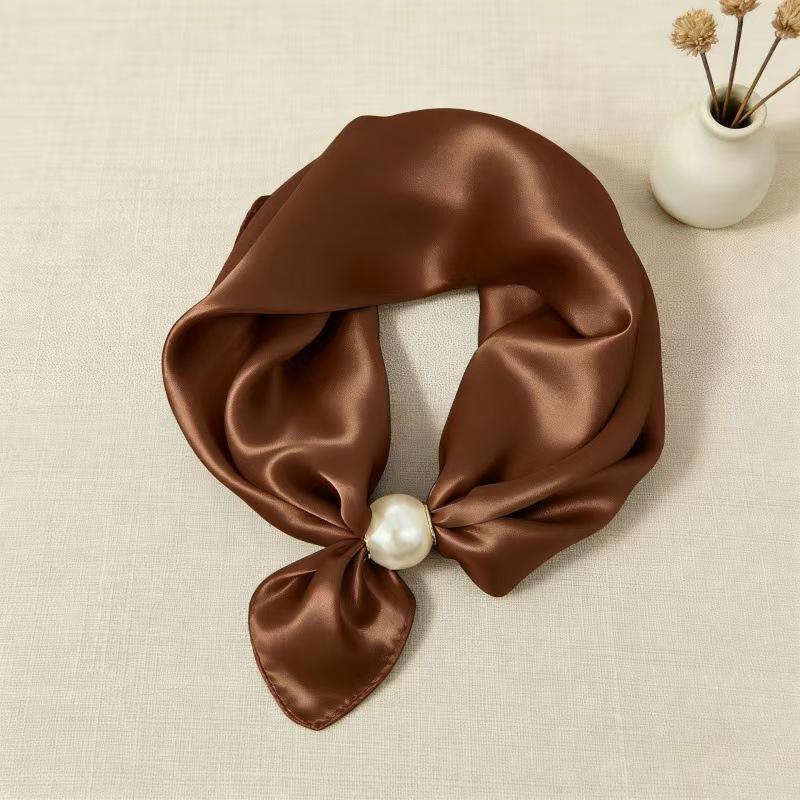 Thin Pearl Necklace with Magnetic Clasp, Lazy-style Silk Scarf, Women's Pendant Scarf, Collarbone Chain