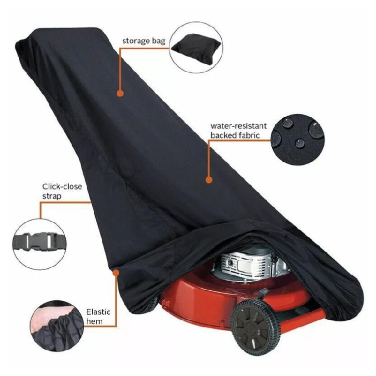 All Weather Lawn Mower Protector Tear Proof Water Resistant Cover Secure Elastic Base Cord Universal Walk Behind Models