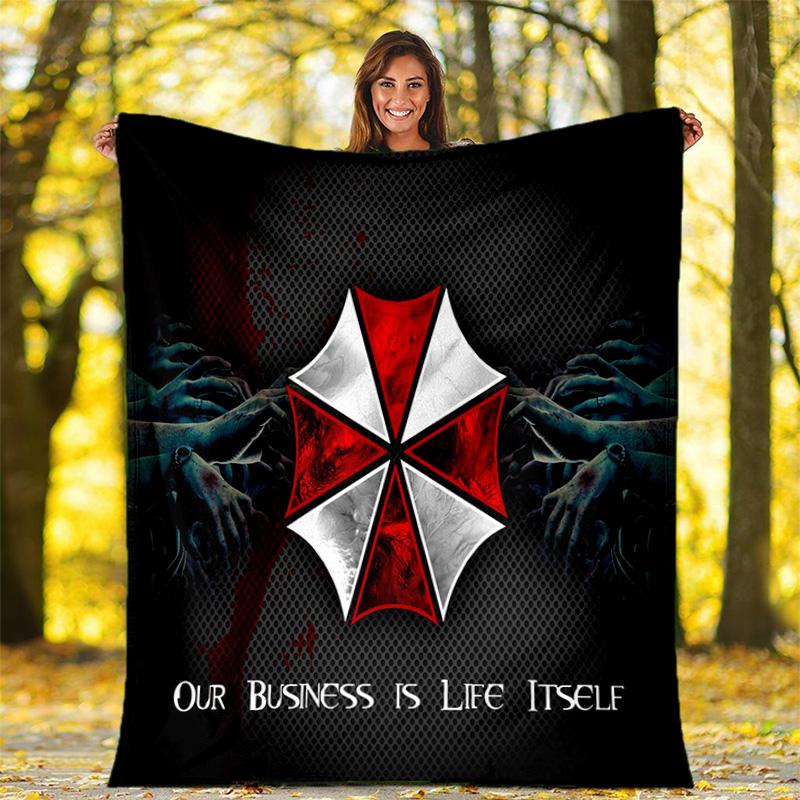 The sci-fi game Resident Evil features the Umbrella Corporation blanket a soft home furnishing nap decoration a warm Sherpa blanket for all seasons U3