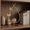 Crystal Ball Contemporary Chic metal Ornament Handcrafted Look Decorative Sphere Feather Leaf C