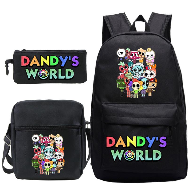 Neue Dandy-Welt Peripherie Druck Schultasche Student Lässige Federtasche Umhängetasche Dreiteiliges Set