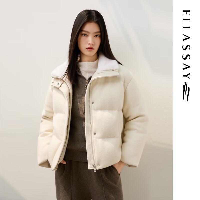 

ELLASSAY Women s Plush Collar Short Goose Down Puffer Jacket L