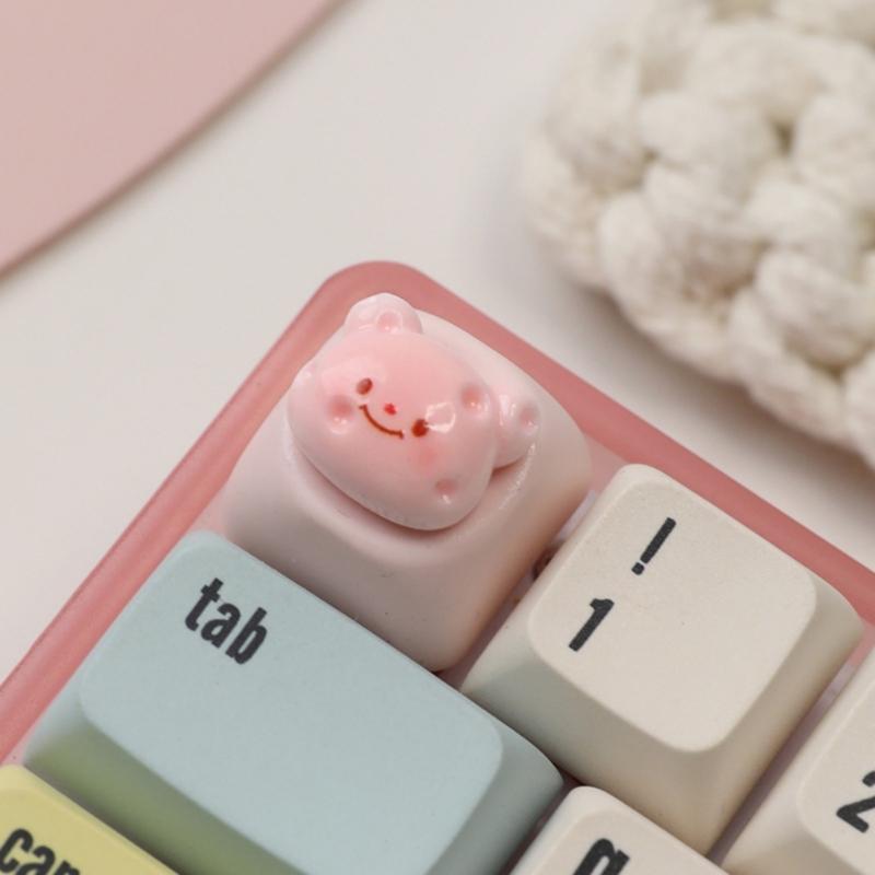 ESC Keycap Resin Mechanical Keyboards Keycaps With Lovely 3D Cartoon Bear In Soft Tones