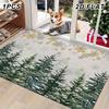 Serene Light Gray Snowman Blue Hat Let It Snow Tree Print Durable Washable Floor Mat For Soft Winter Home Indoor Mat