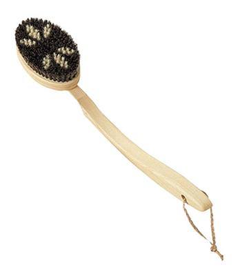 Body Brush Curved Pattern (Horse Hair / Made In Japan) Natural Hair Long Handle Bath Body Brush (Easy To Wash Back / Removable) Hanging Storag