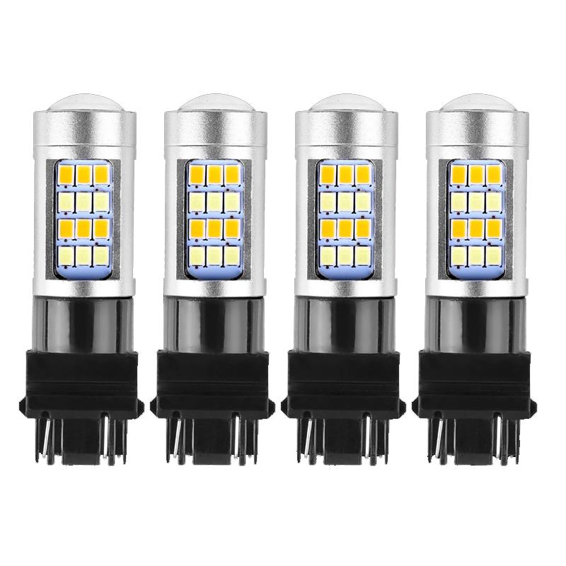4PCS 3157 LED Switchback Bulbs - Amber/White Turn Signal & DRL Light Replacement