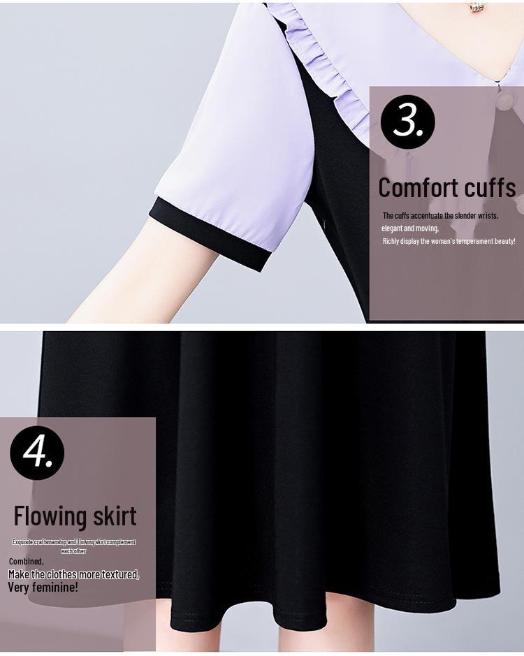 Stylish Slimming Plus Size Women's Mid-Length Summer Dress with Short Sleeves