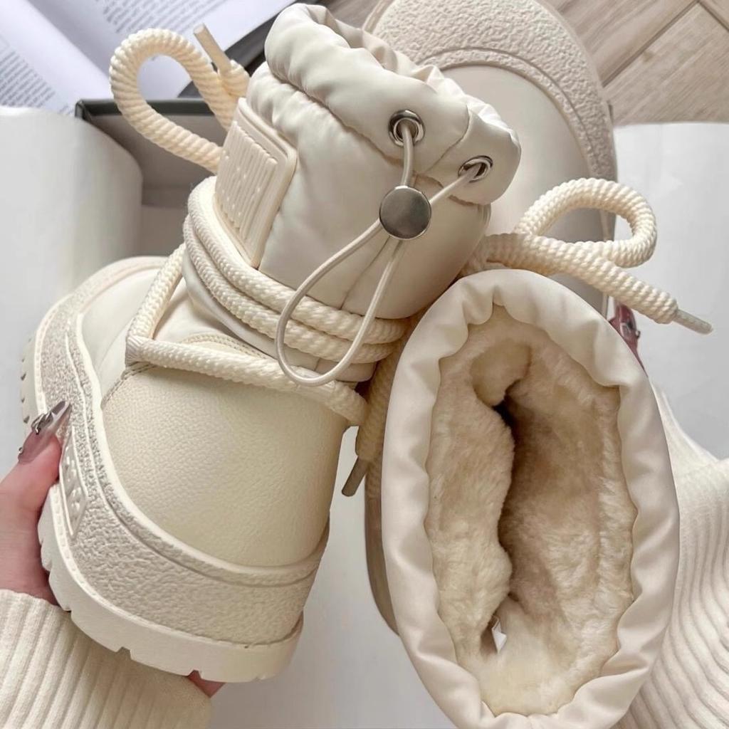 Thick-soled Snow Boots Women's 2025 New Winter Velvet Women's Shoes Non-slip Short Boots Warm Large Cotton Shoes Waterproof Short Tube