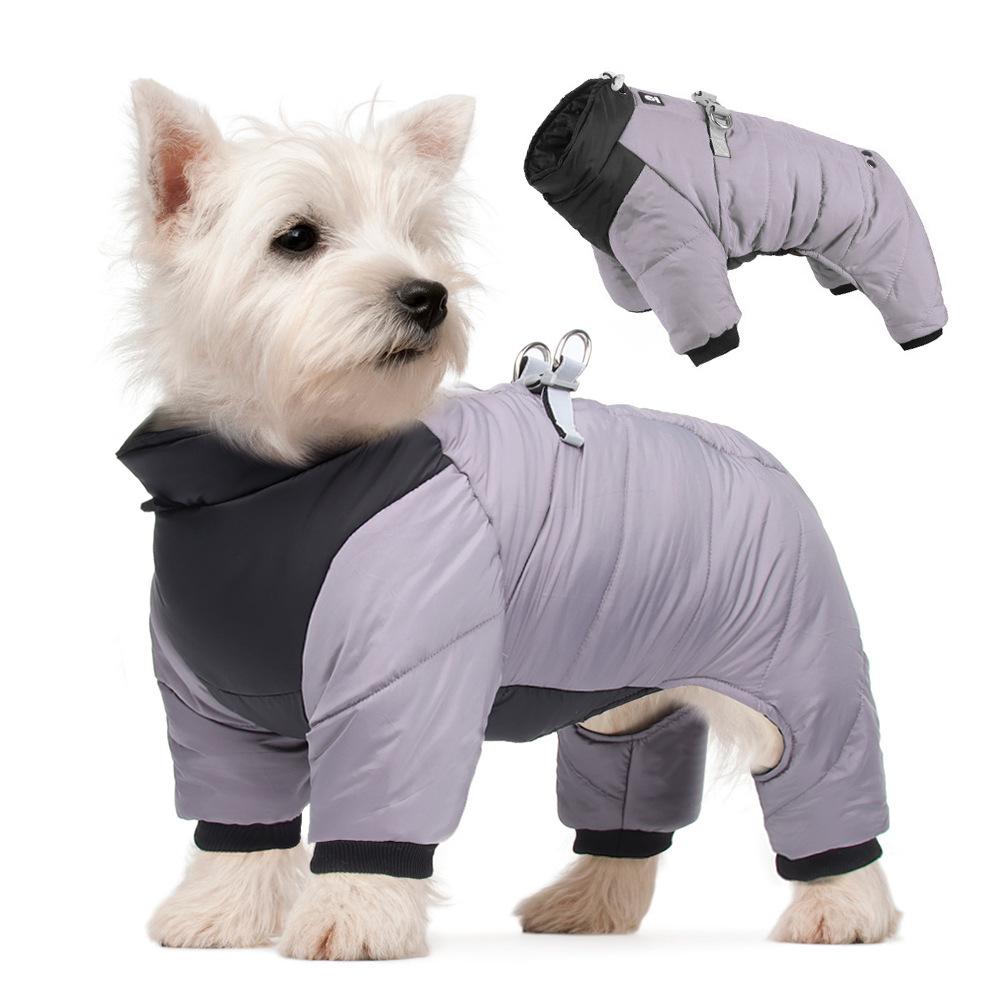 Reflective Waterproof Down Jacket for Small Dogs - Thickened Autumn/Winter Cotton Four-Legged Pet Apparel.
