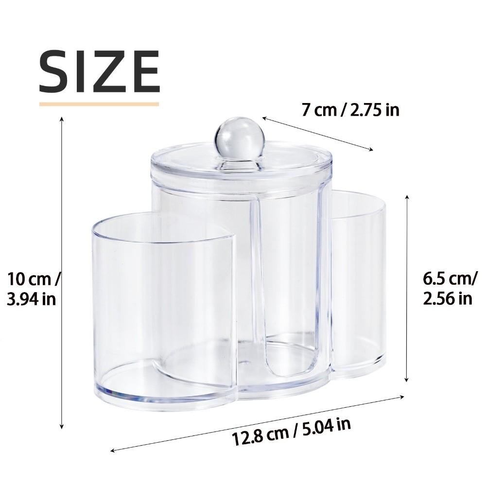 3-in-1 Design Cotton Round Pad Holder Plastic Multi-Functional Cotton Swab Box Bamboo Lids Dustproof Makeup Organizer Home Use