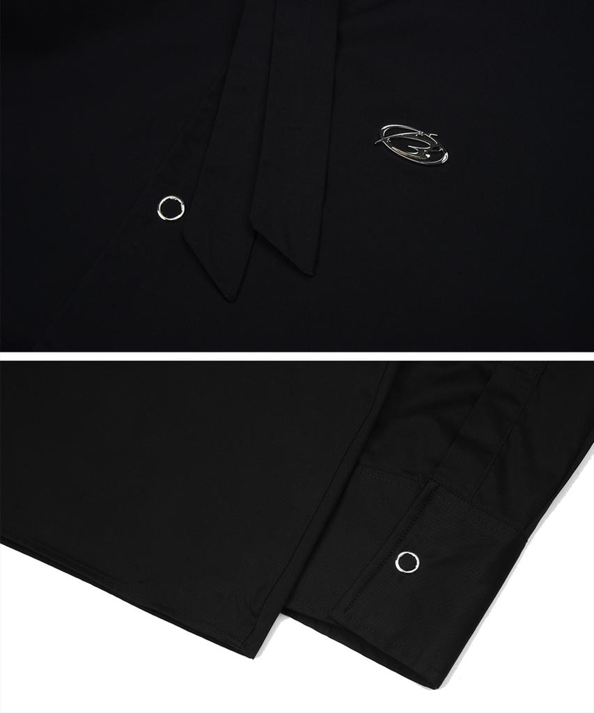 MORE THAN BLACK Logo Cardigan Shirt